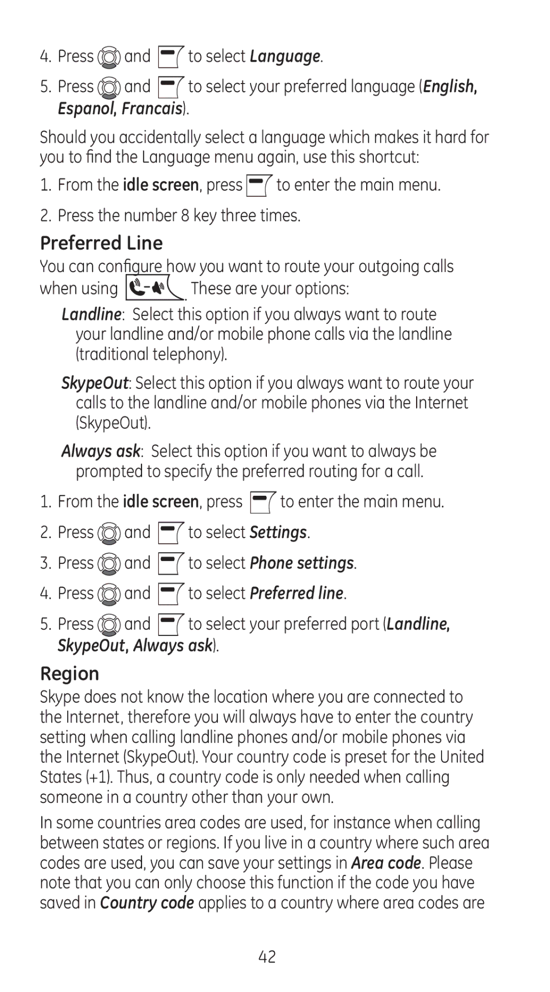 RCA 28310 manual Preferred Line, Region 