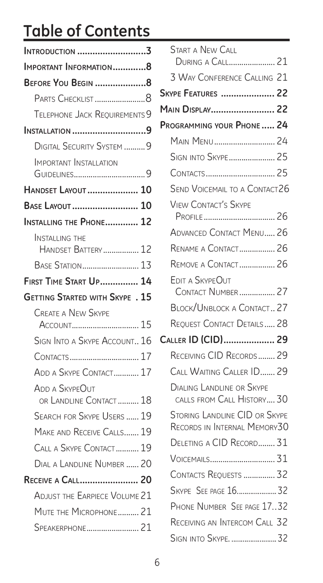 RCA 28310 manual Table of Contents 