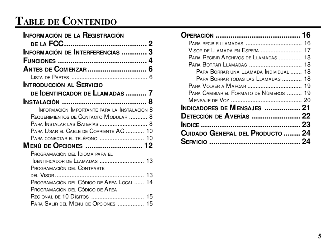 RCA 29086 manual Table DE Contenido, Instalación 