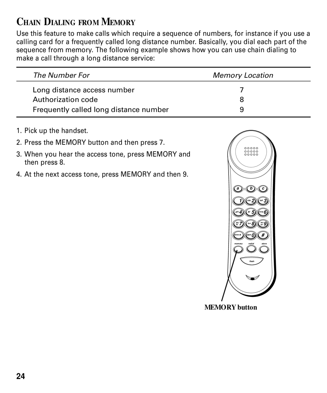 RCA 29292 manual Chain Dialing from Memory 