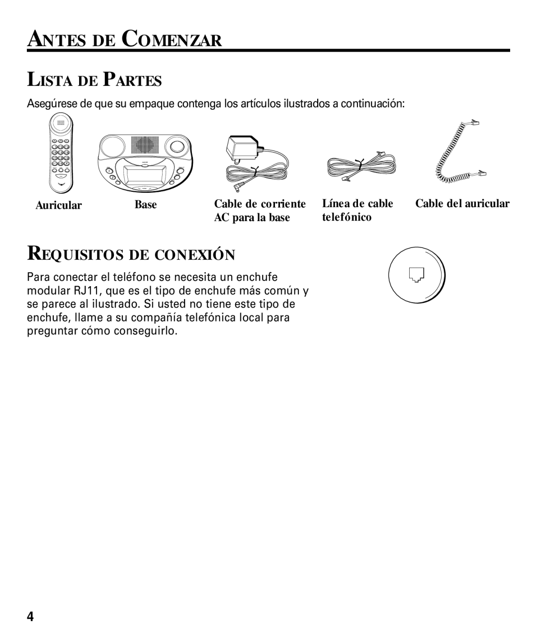 RCA 29292 manual Antes DE Comenzar, Lista DE Partes, Requisitos DE Conexión 