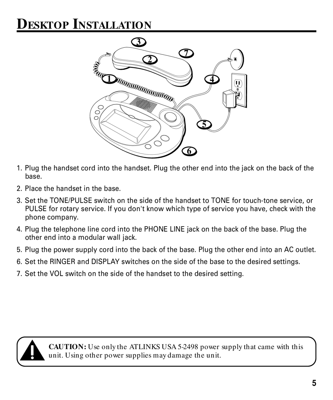 RCA 29292 manual Desktop Installation 