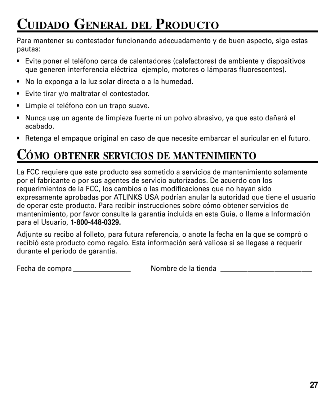 RCA 29292 manual Cuidado General DEL Producto, Cómo Obtener Servicios DE Mantenimiento 