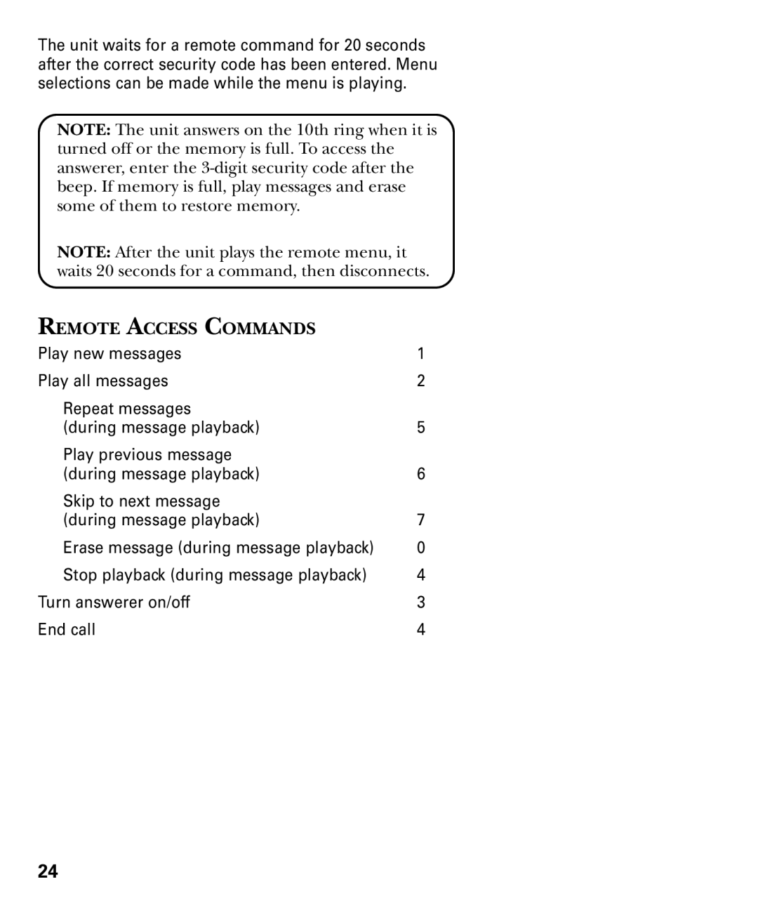 RCA 29893 manual Remote Access Commands 