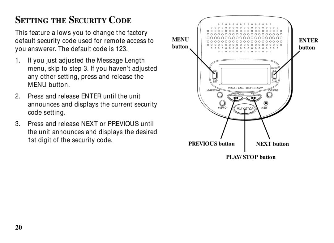 RCA 29993 manual Setting the Security Code 