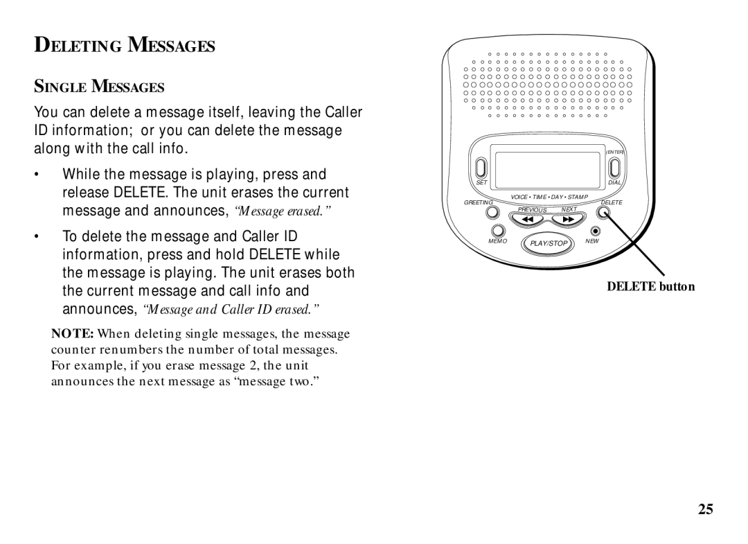 RCA 29993 manual Deleting Messages 