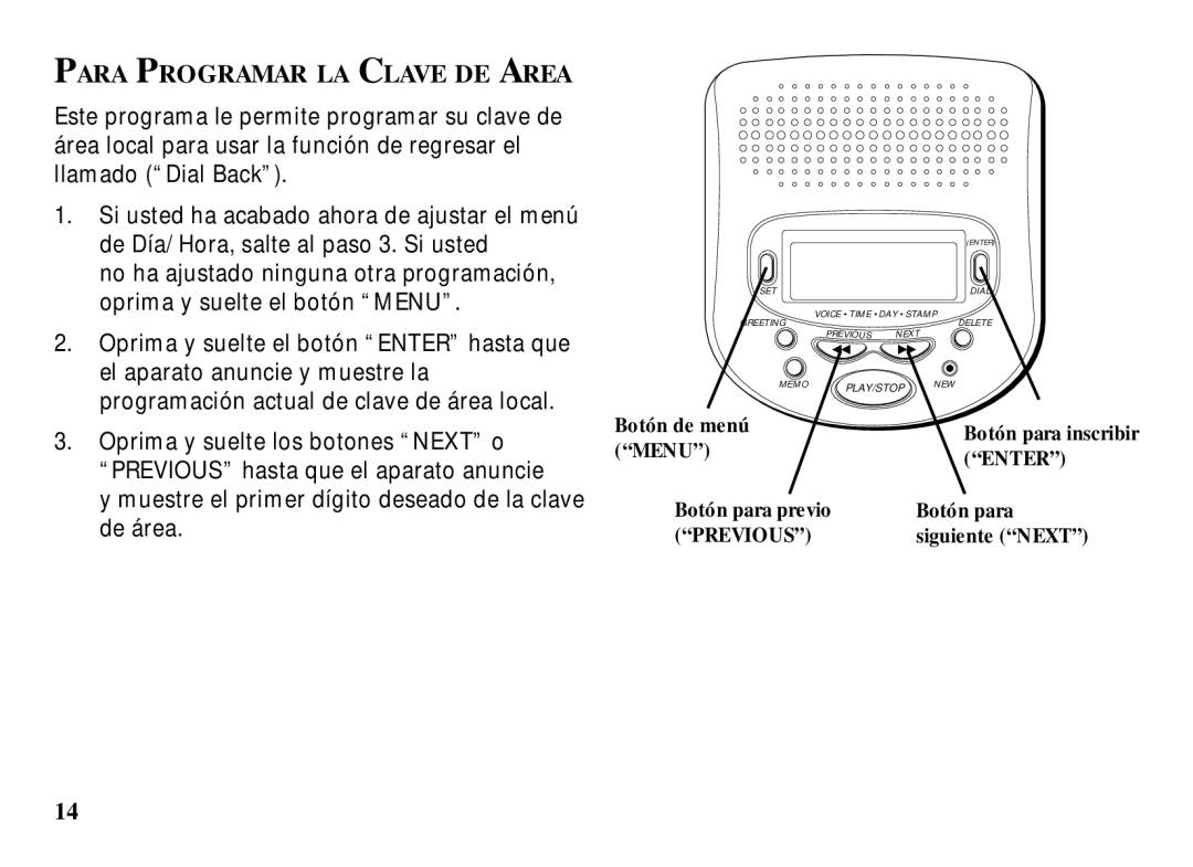 RCA 29993 manual Para Programar LA Clave DE Area 