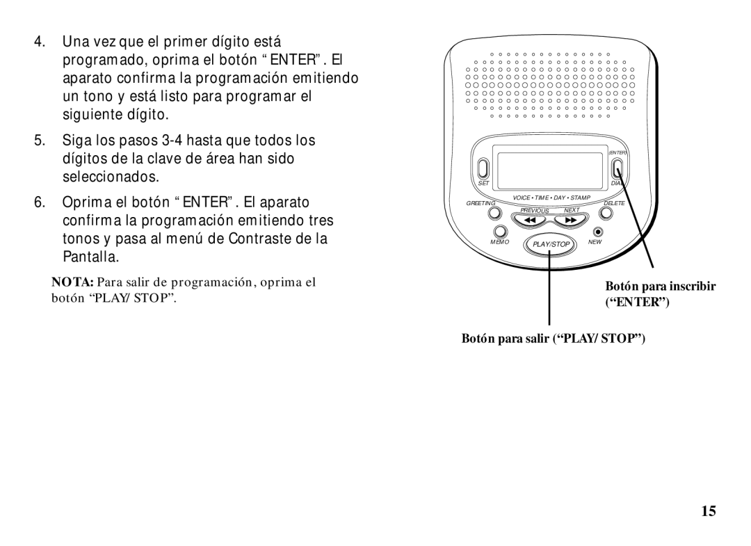 RCA 29993 manual Botón para salir PLAY/STOP 