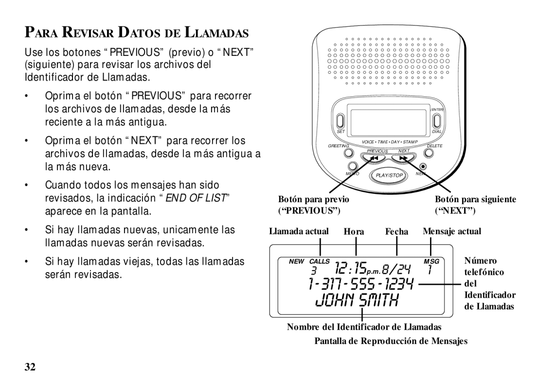 RCA 29993 manual Para Revisar Datos DE Llamadas 