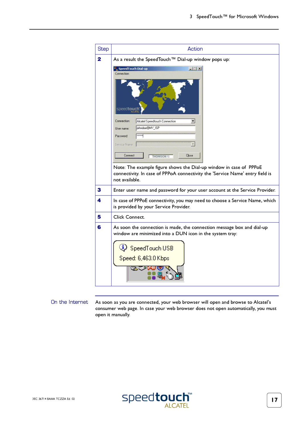 RCA 300 manual As a result the SpeedTouch Dial-up window pops up, Not available, Is provided by your Service Provider 