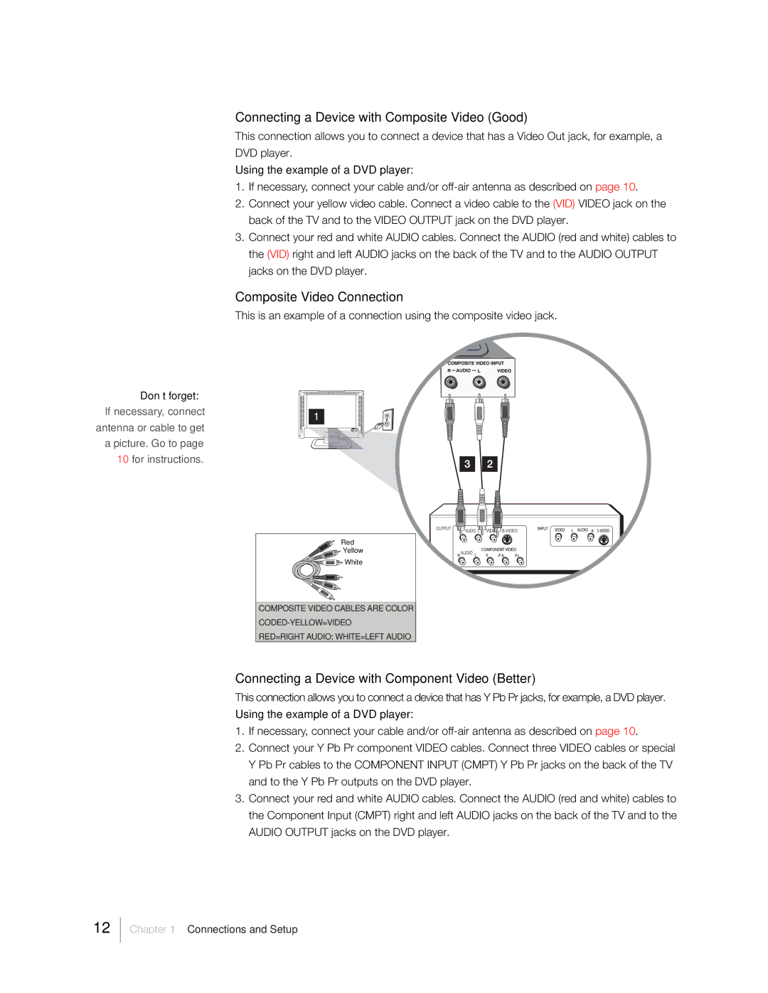 RCA 31Series warranty Connections and Setup 