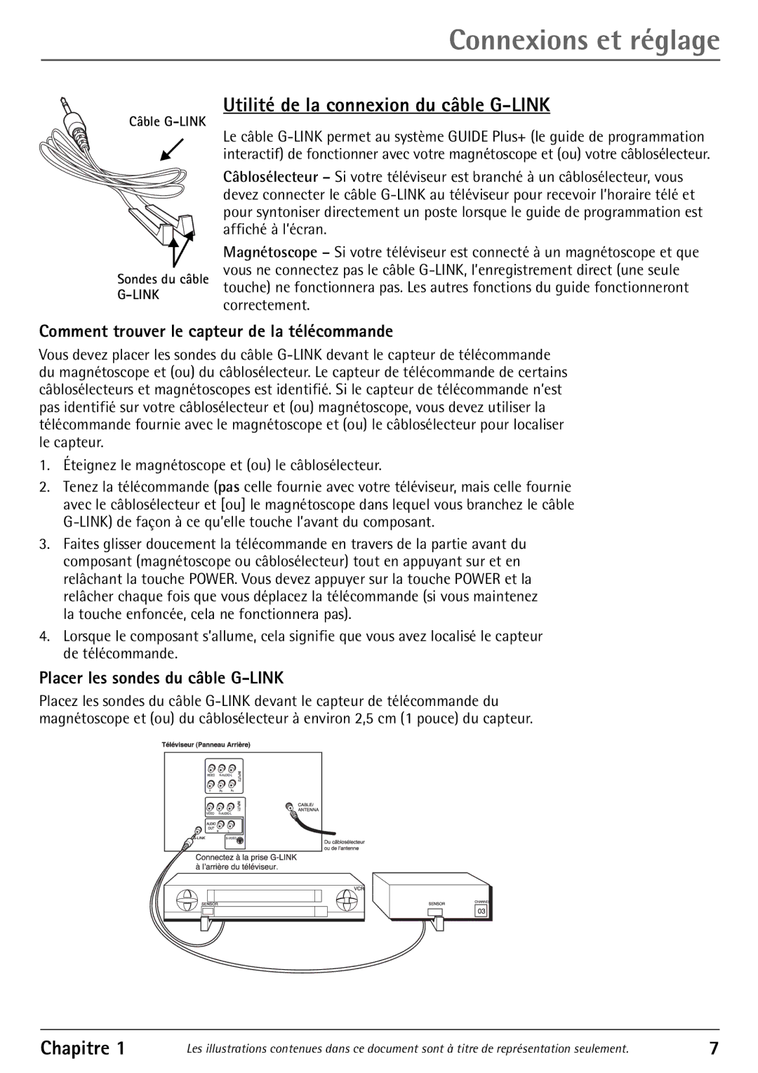 RCA 32F530T manual Utilité de la connexion du câble G-LINK, Comment trouver le capteur de la télécommande 