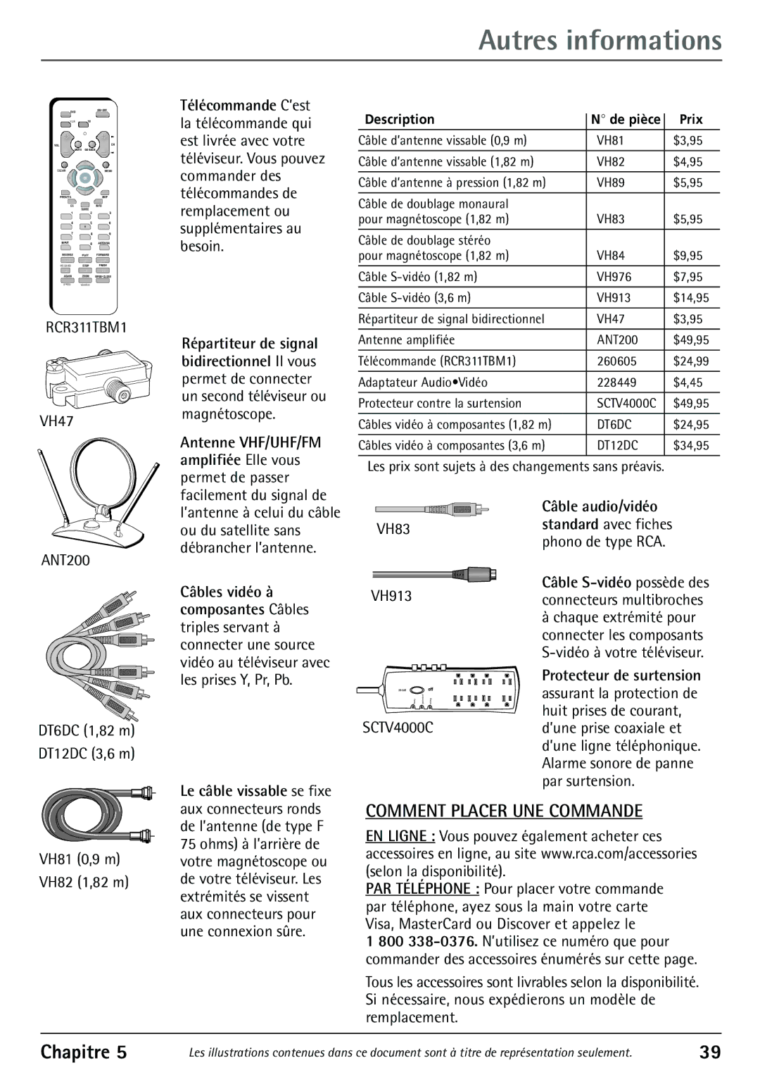 RCA 32F530T manual Comment Placer UNE Commande 