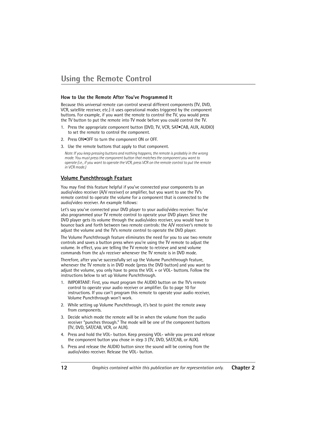 RCA 32F650T manual Volume Punchthrough Feature, How to Use the Remote After You’ve Programmed It 