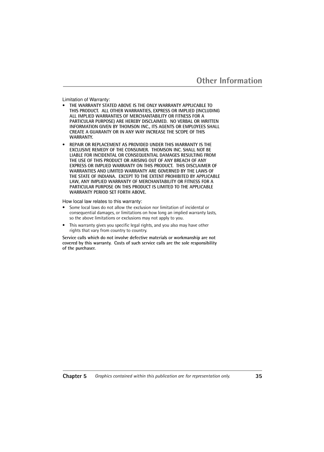 RCA 32F650T manual How local law relates to this warranty 