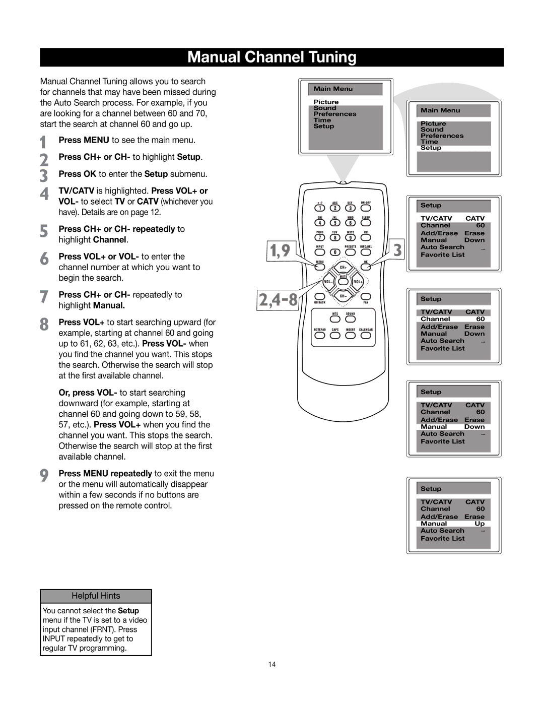 RCA 32v432T manual Manual Channel Tuning 