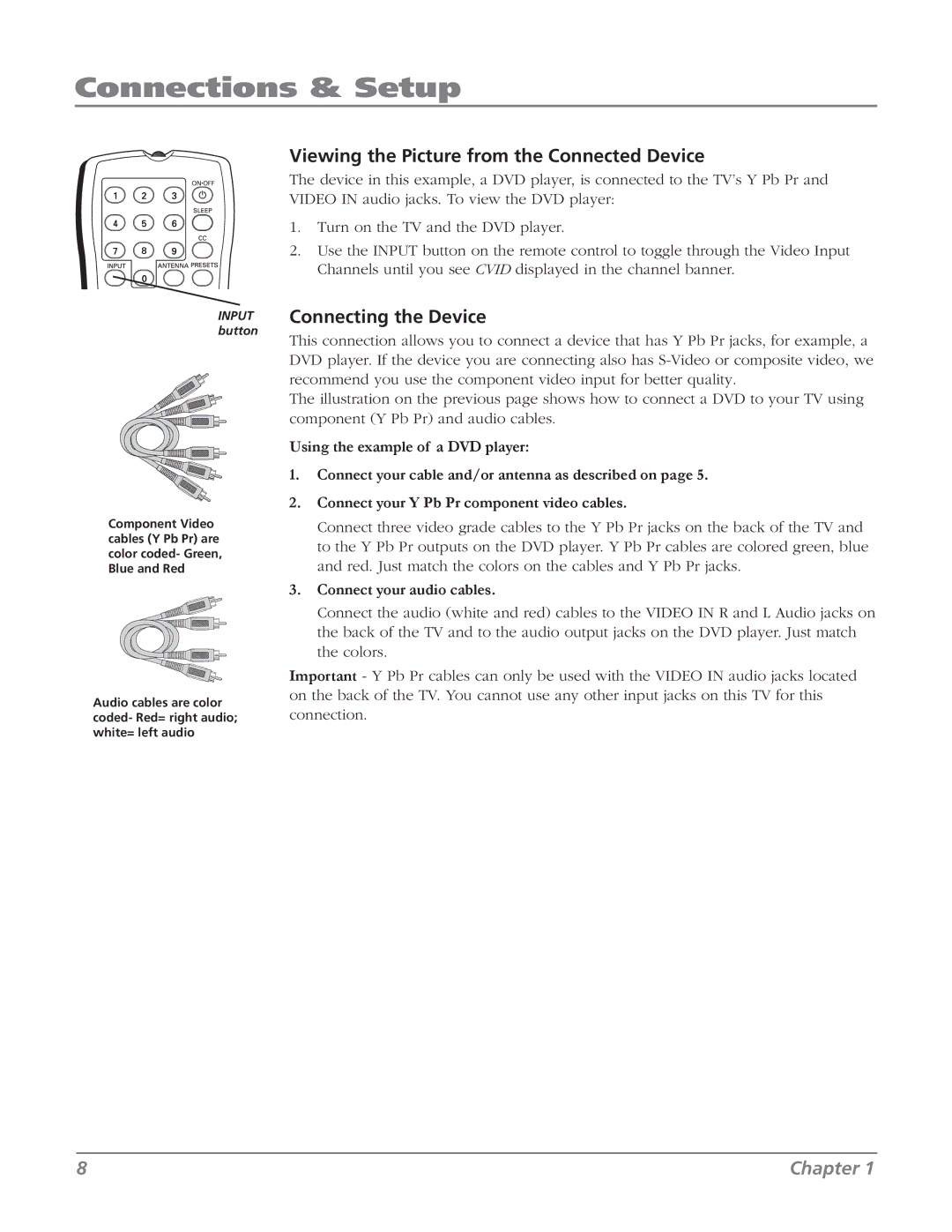 RCA 32V524T, 32v434t manual Viewing the Picture from the Connected Device 