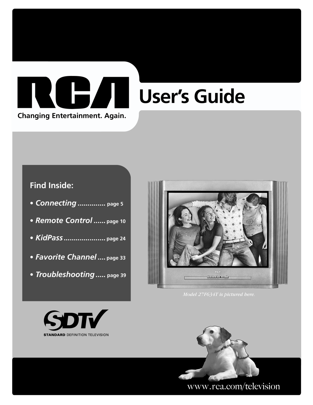 RCA 32v434t manual Changing Entertainment. Again, page, User’s Guide, Find Inside, Remote Control, Favorite Channel 