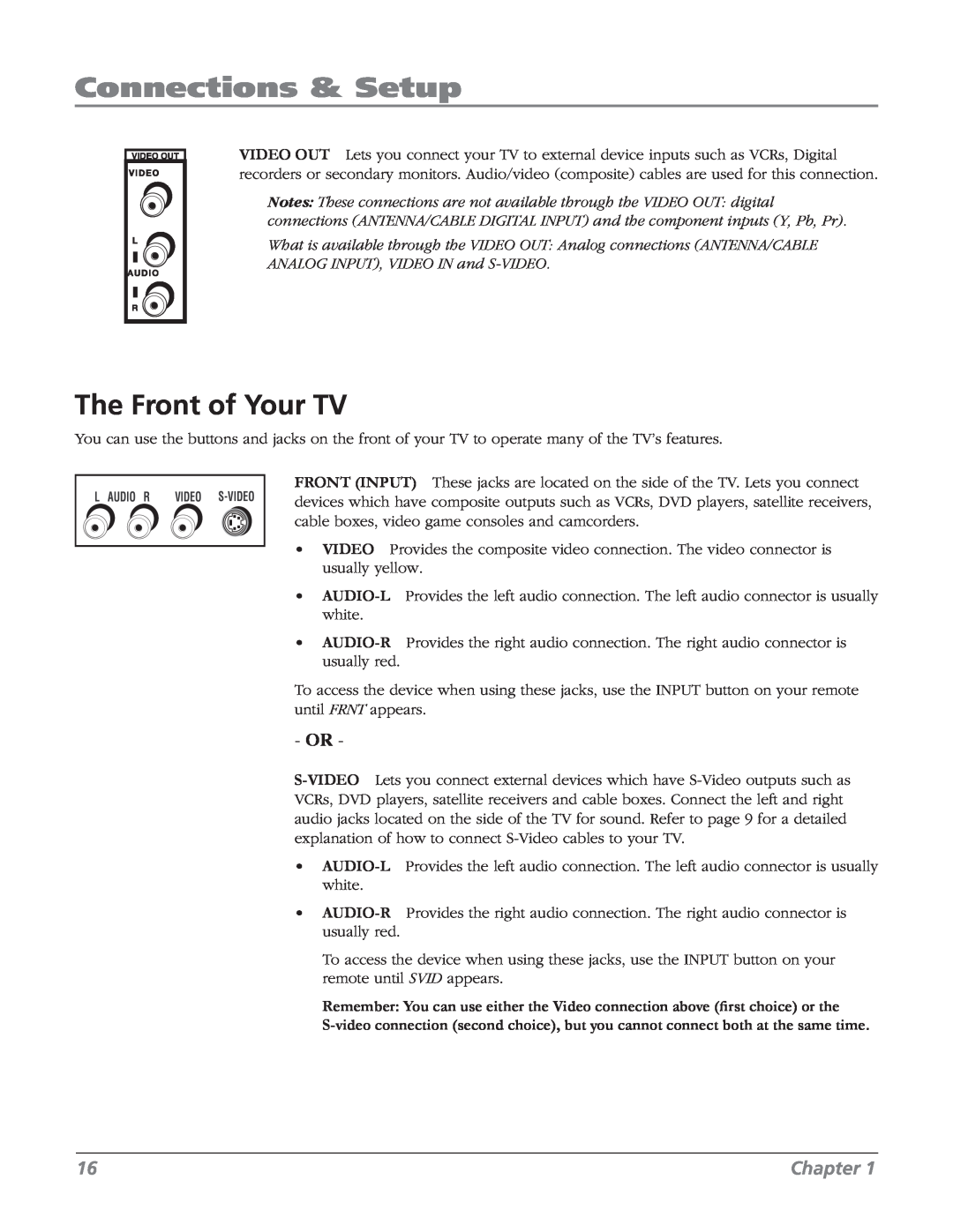 RCA 32V524T, 32v434t manual The Front of Your TV, Connections & Setup, Chapter 