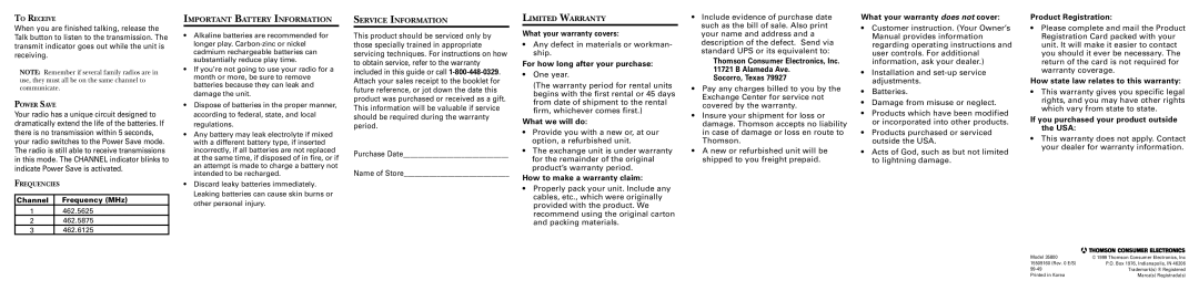 RCA 35880 manual What your warranty covers, For how long after your purchase, What we will do, How to make a warranty claim 