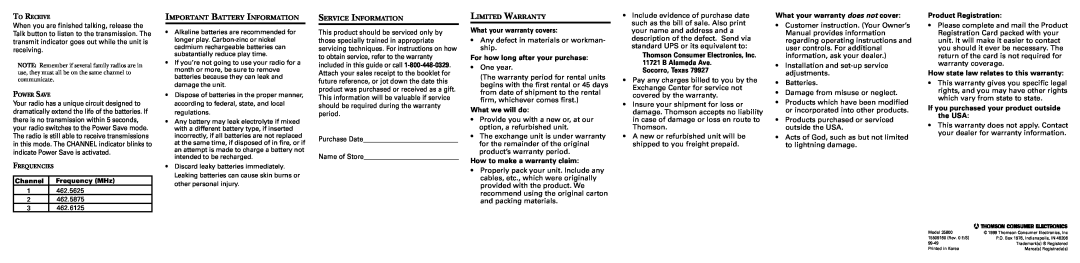 RCA 35880 manual What your warranty covers 