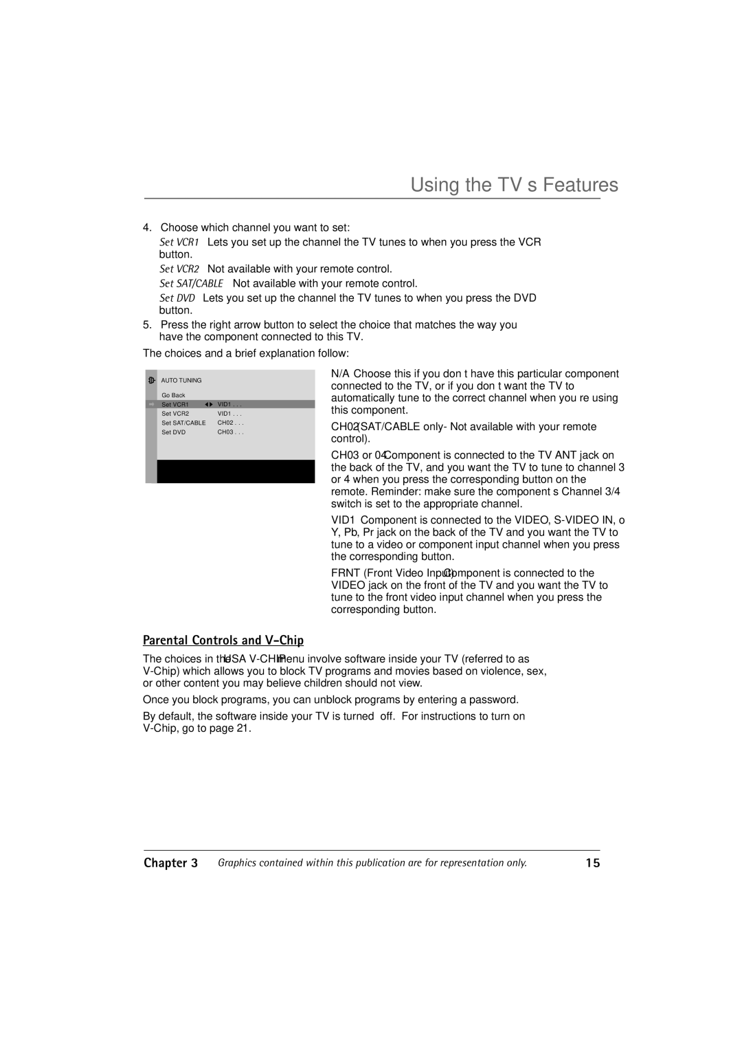 RCA 36V430T manual Using the TV’s Features, Parental Controls and V-Chip 