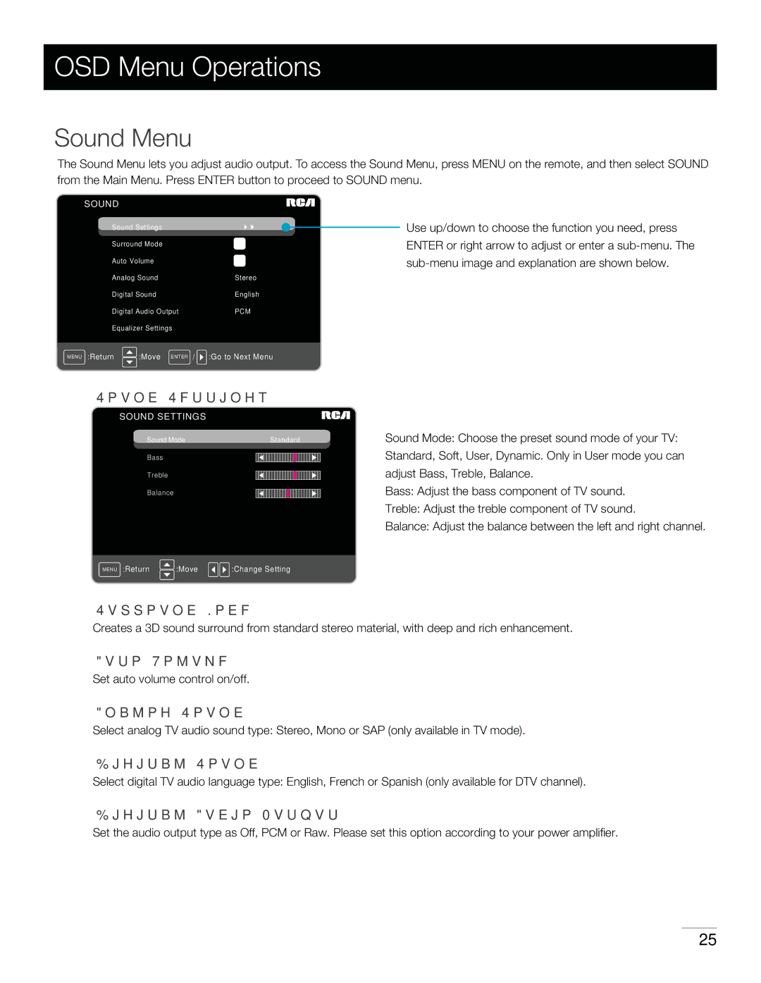 RCA 37LA30RQ warranty 4FUBVUPWPMVNFDPOUSPMPOPGG, Sound Settings 