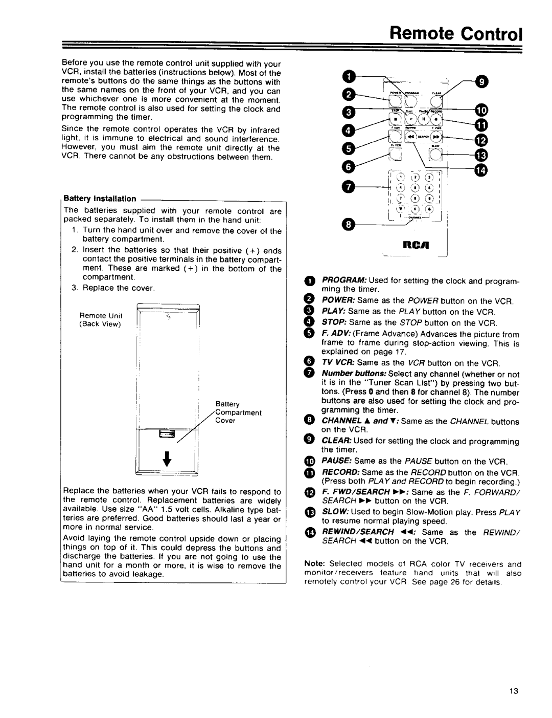 RCA 390 owner manual Remote Control, IlLC411 