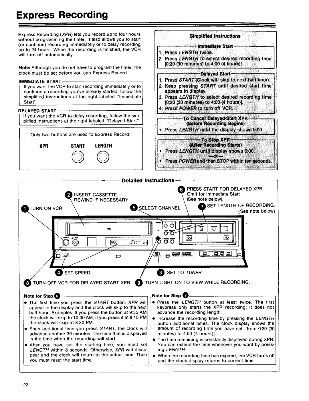 RCA 390 owner manual Express Recording 