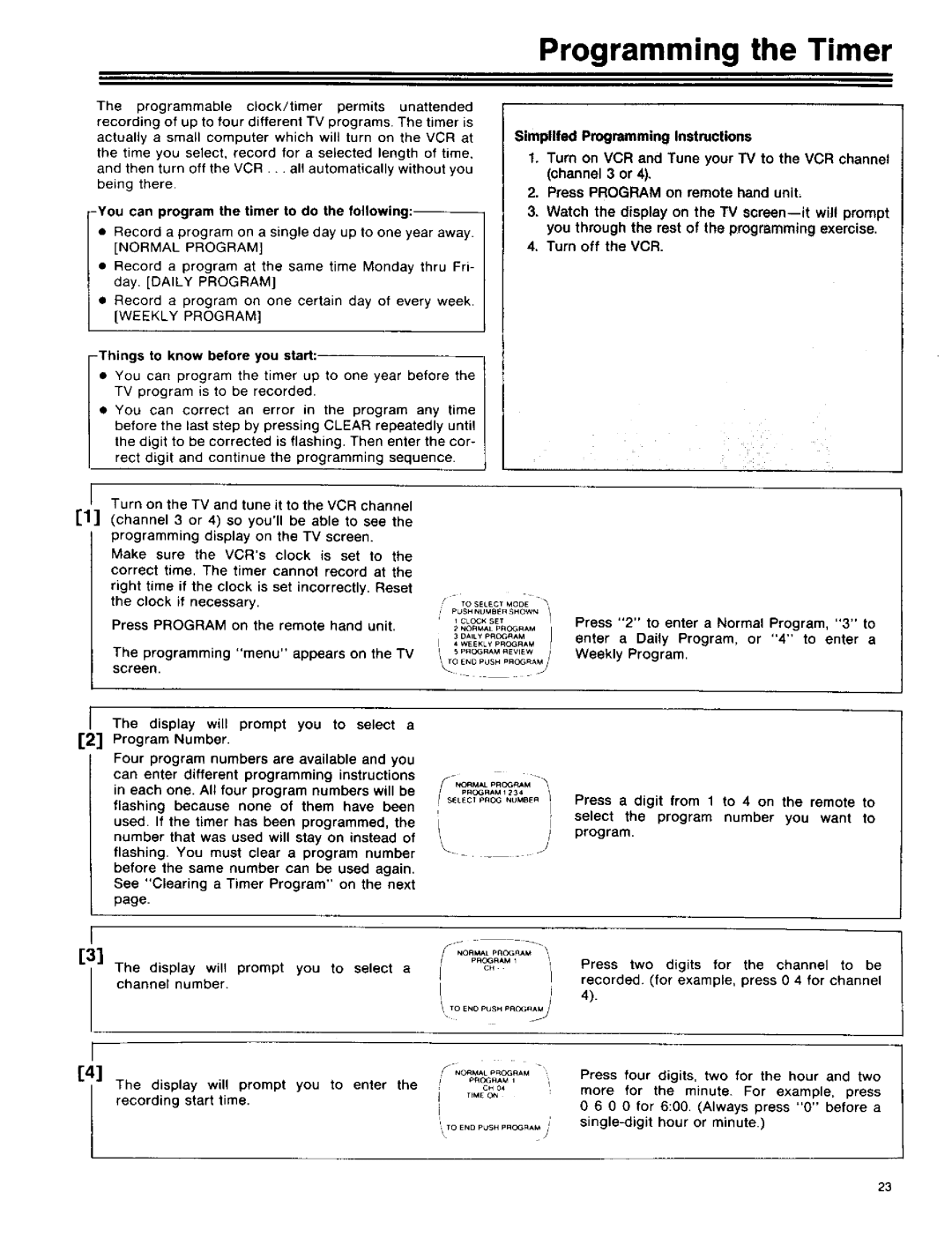 RCA 390 owner manual Programming the Timer, Youcan program the timer to do the following, Things to know before you start 