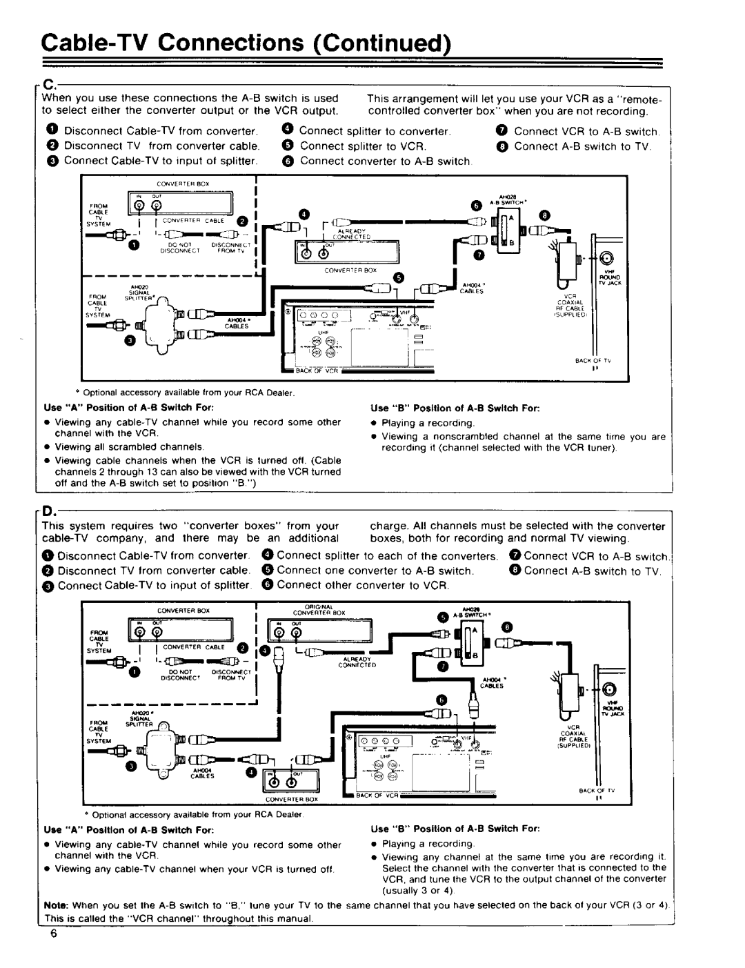 RCA 390 owner manual Cable-TV, Connections 