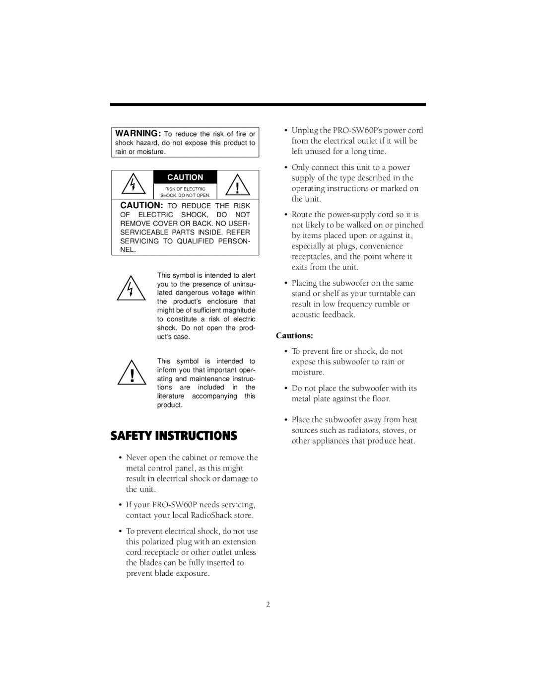 RCA 40-5023 manual Safety Instructions 