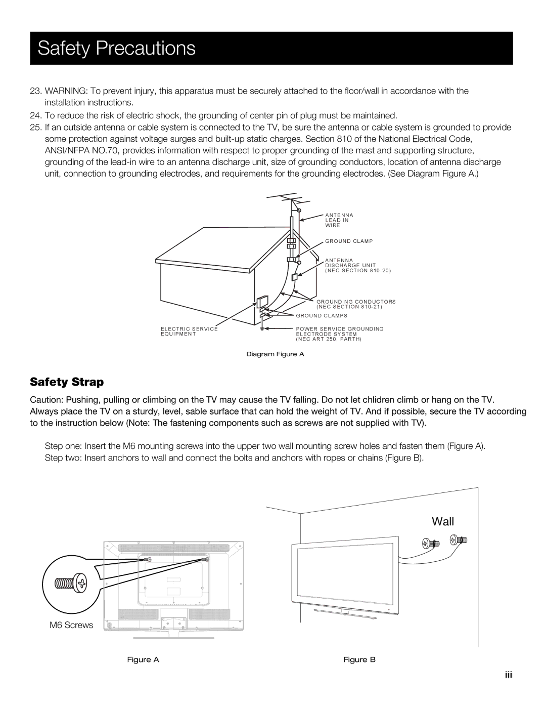 RCA 40LA45RQ manual Safety Strap 