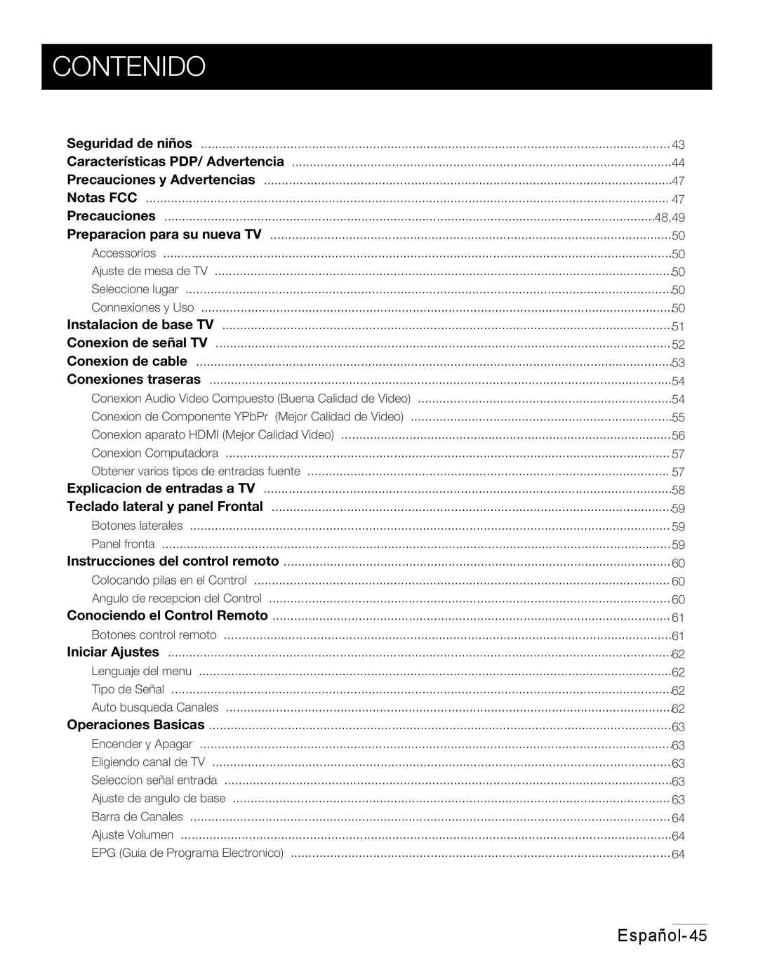 RCA 42PA30RQ user manual Contenido 