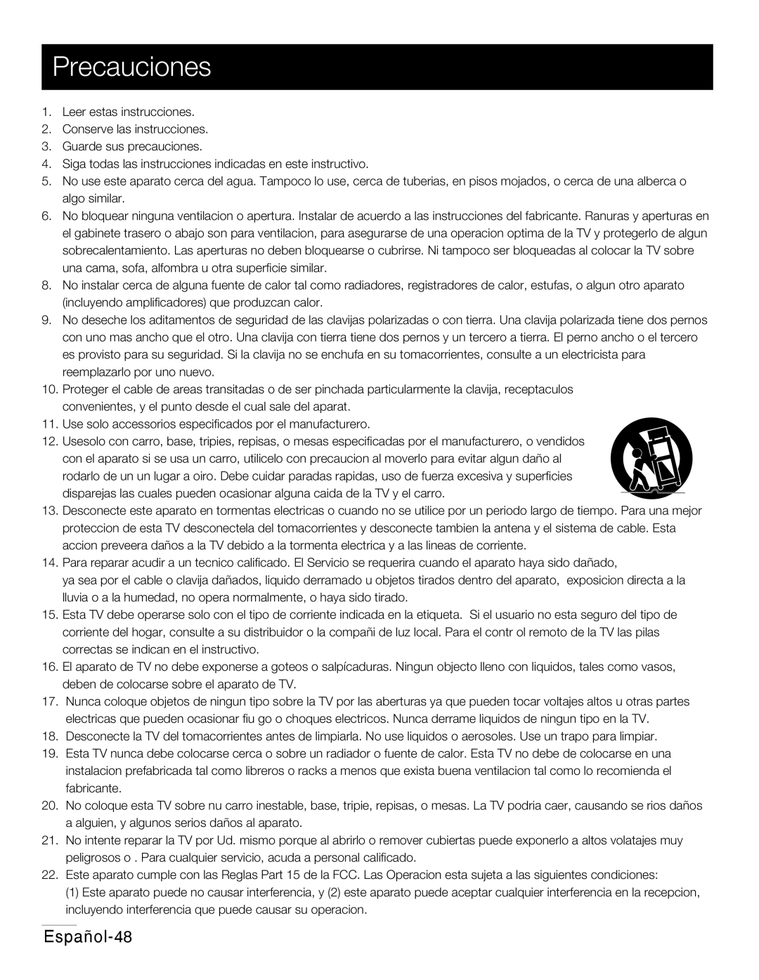 RCA 42PA30RQ user manual Precauciones 