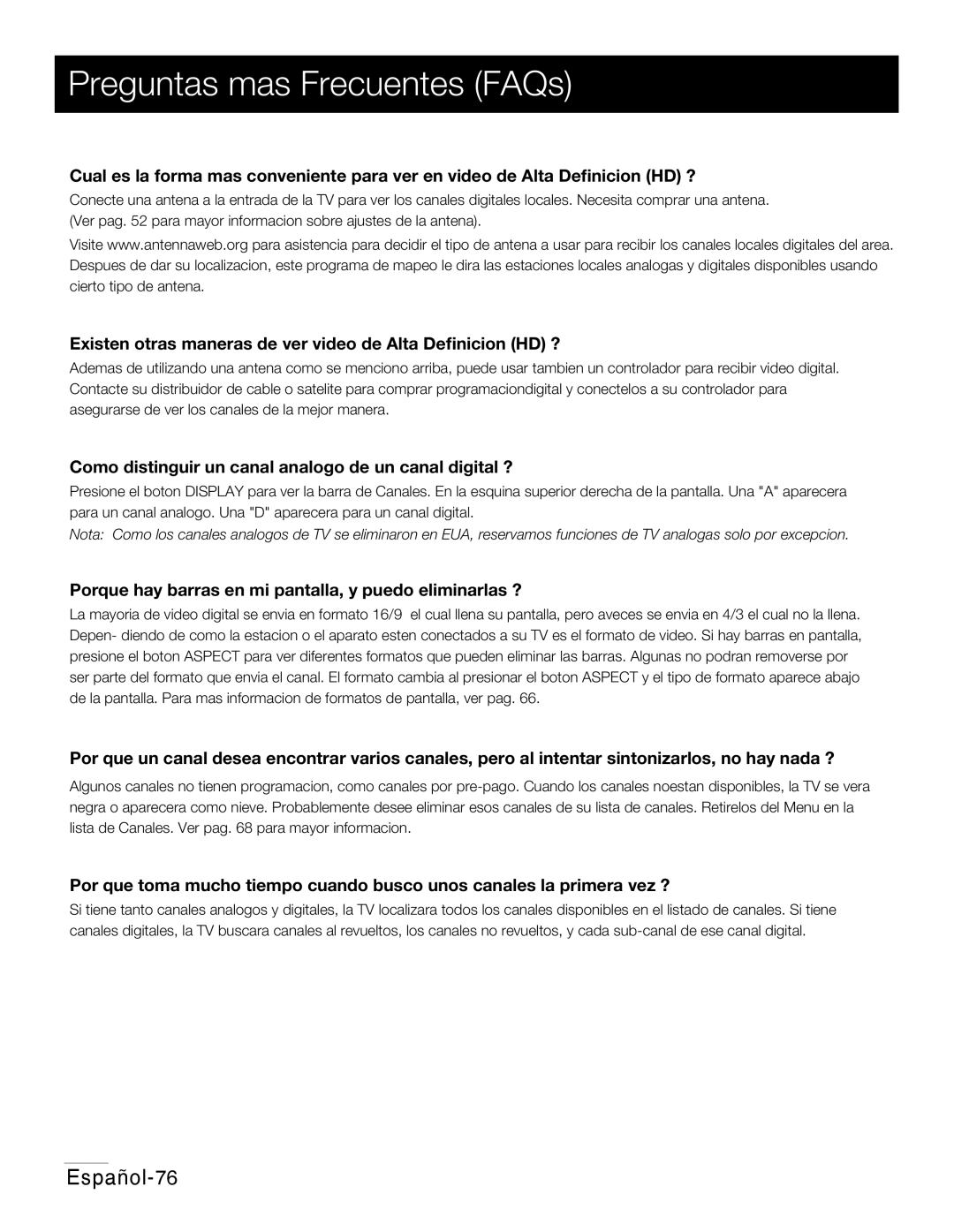 RCA 42PA30RQ user manual Preguntas mas Frecuentes FAQs, Existen otras maneras de ver video de Alta Deﬁnicion HD ? 