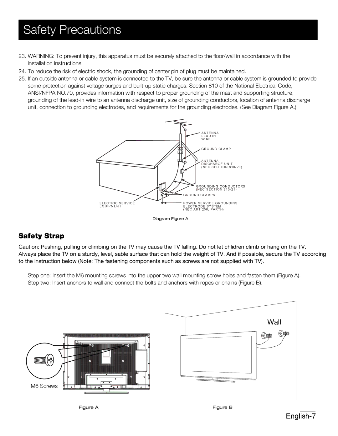 RCA 42PA30RQ user manual Safety Strap 