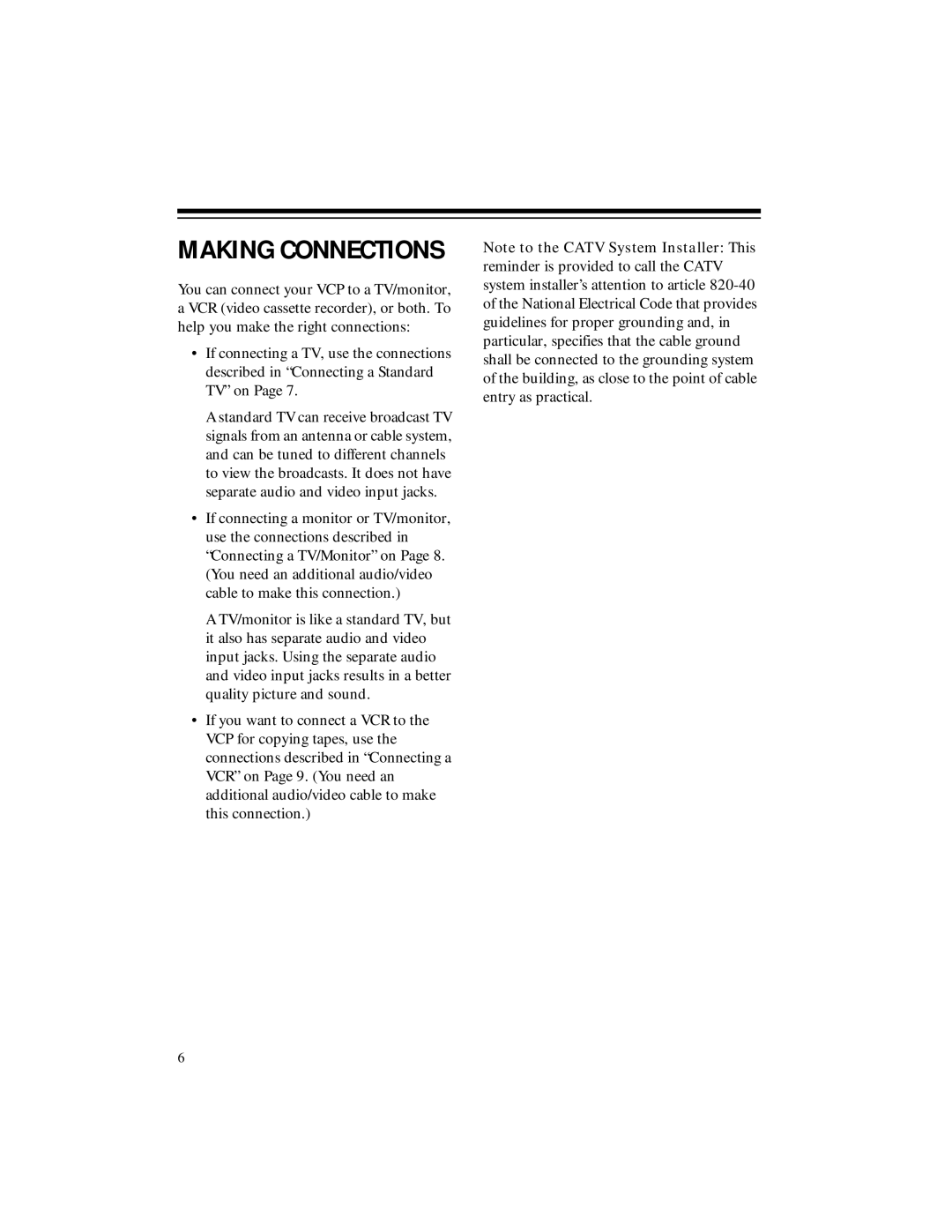 RCA 50, 40 owner manual Making Connections 