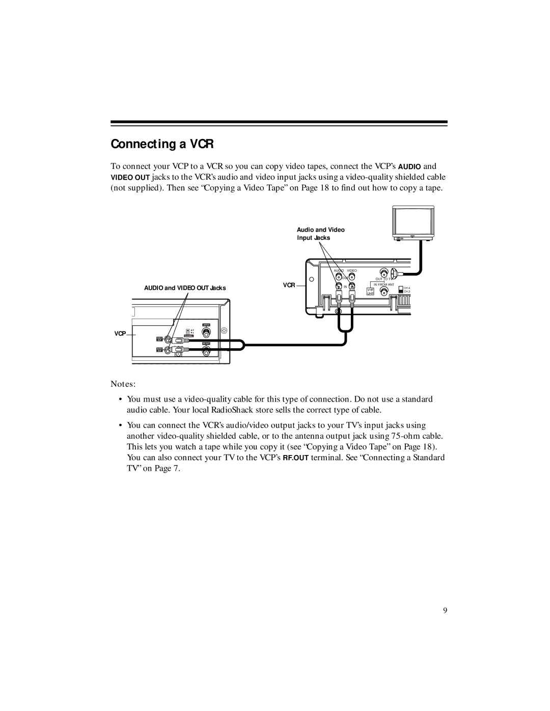 RCA 40, 50 owner manual Connecting a VCR 