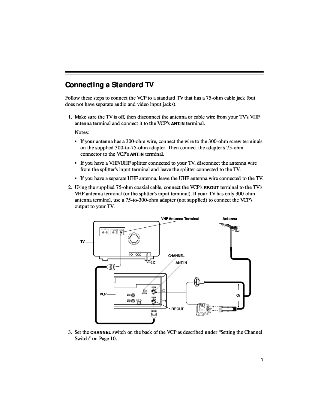 RCA 40, 50 owner manual Connecting a Standard TV 