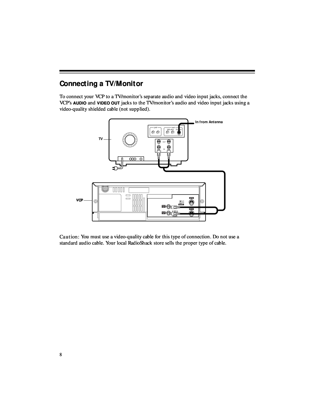 RCA 50, 40 owner manual Connecting a TV/Monitor, In from Antenna 