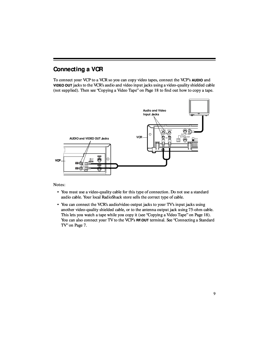 RCA 40, 50 owner manual Connecting a VCR 