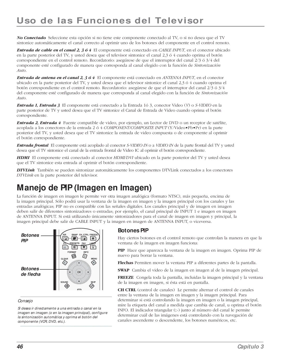 RCA 5000 manual Manejo de PIP Imagen en Imagen, Botones PIP 