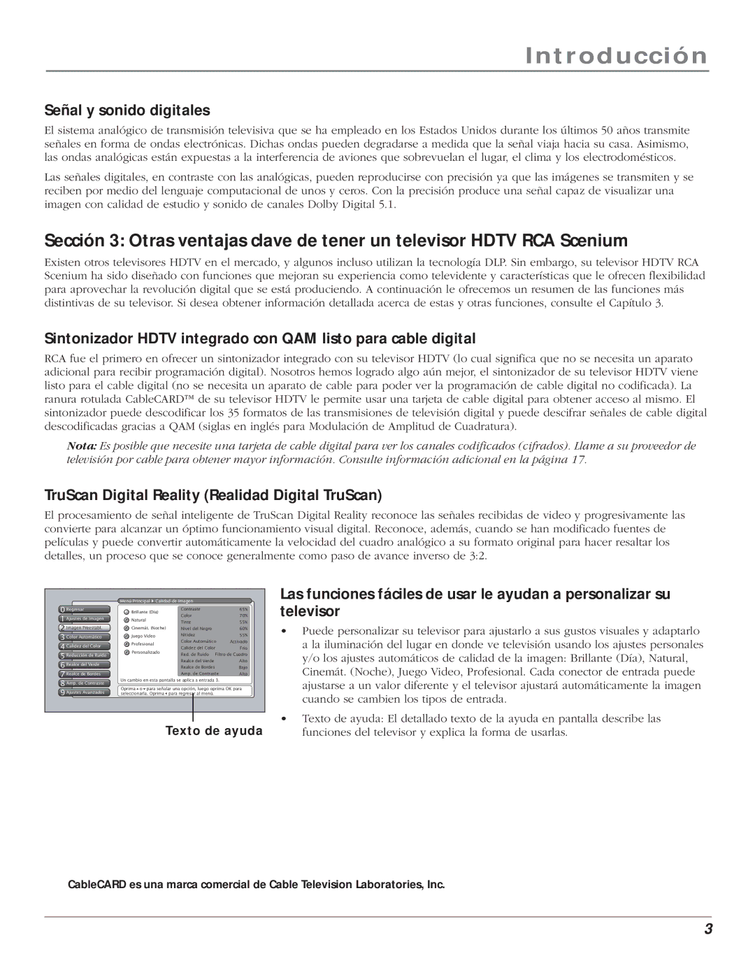 RCA 5000 manual Señal y sonido digitales, TruScan Digital Reality Realidad Digital TruScan, Regresar Ajustes de Imagen 