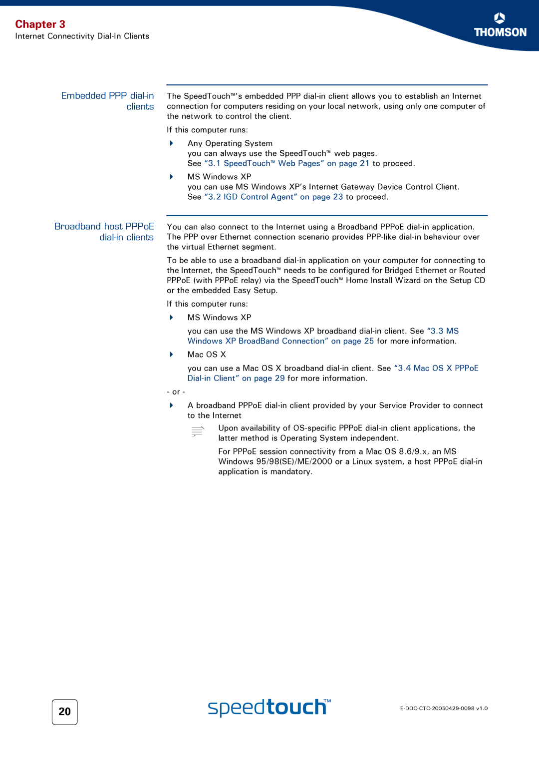 RCA 516 manual See 3.1 SpeedTouch Web Pages on page 21 to proceed 