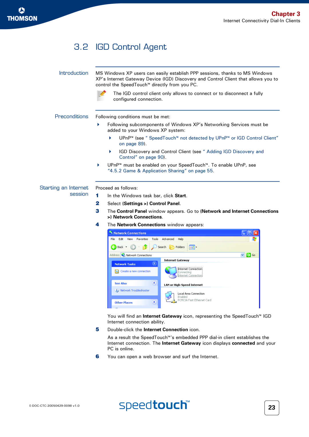 RCA 516 manual IGD Control Agent, Starting an Internet, Session, Control on, Game & Application Sharing on 