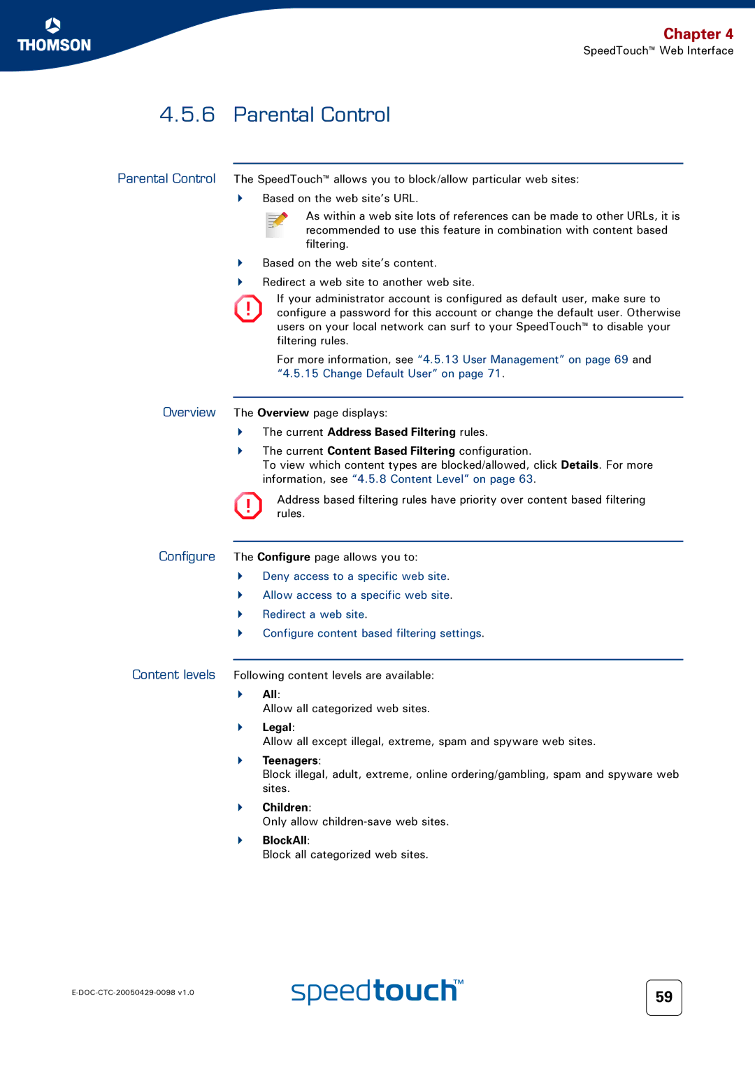 RCA 516 manual Parental Control 