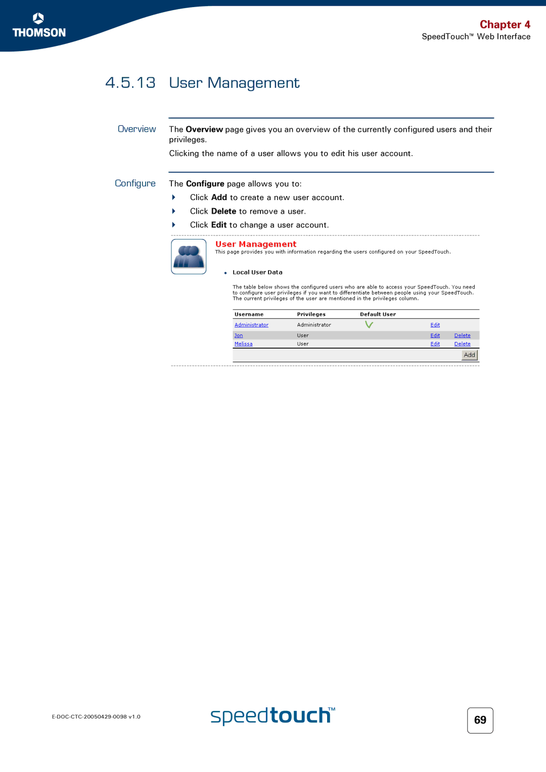 RCA 516 manual User Management 