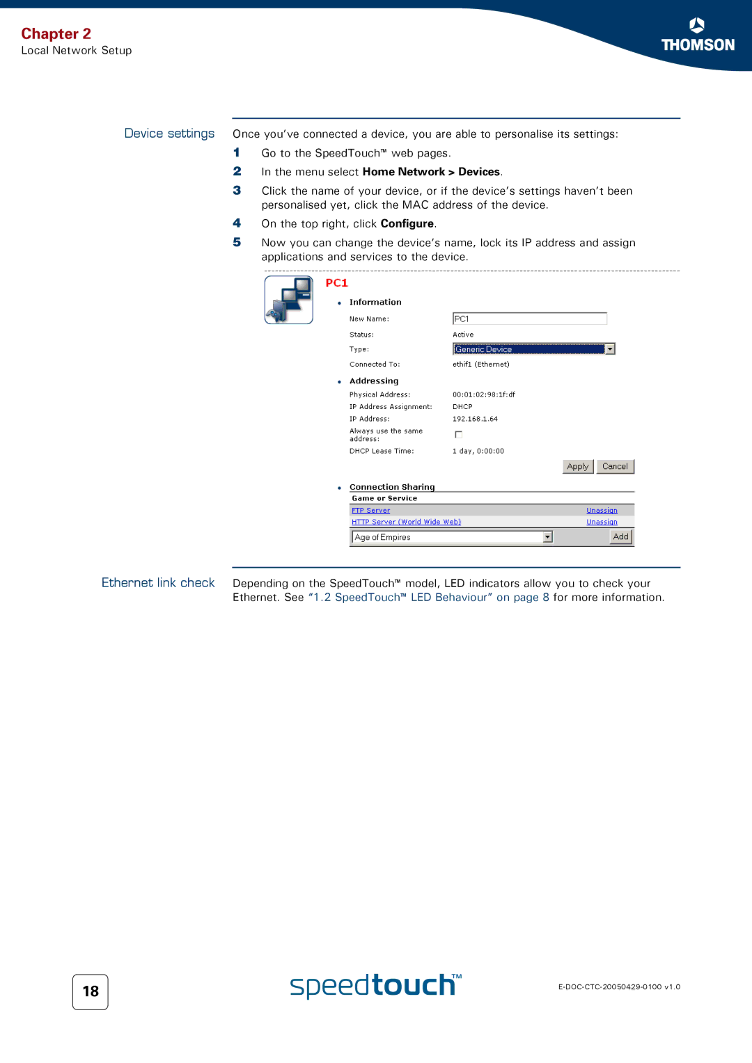 RCA 546 manual Device settings Ethernet link check, Menu select Home Network Devices 