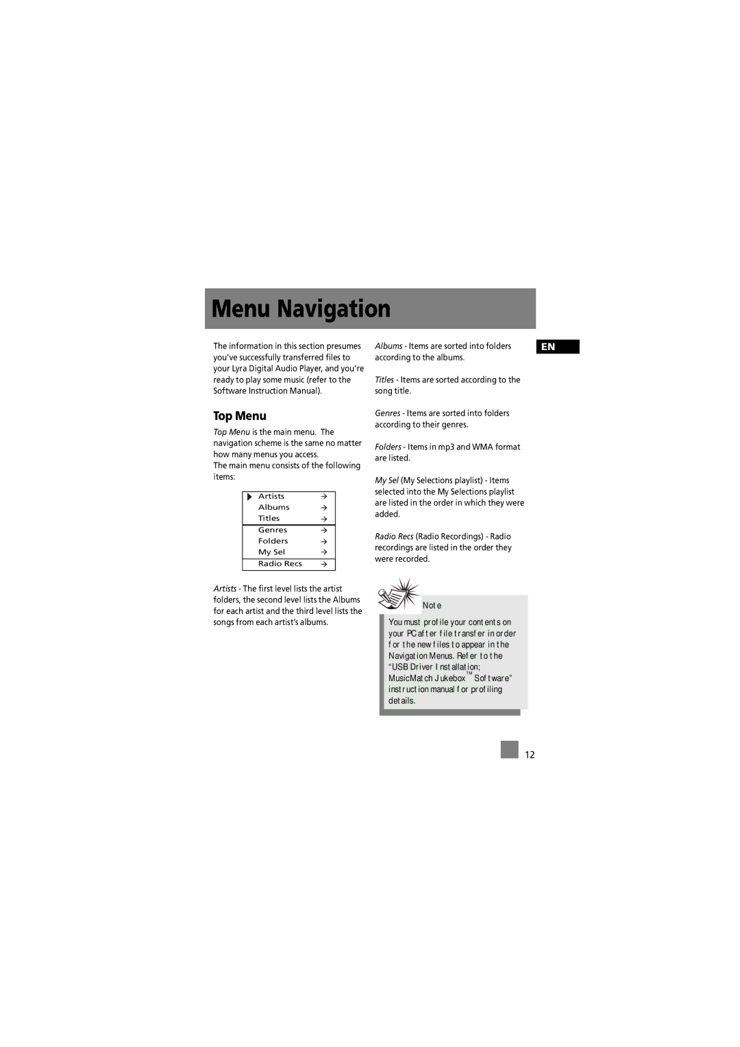 RCA 5588825C manual Menu Navigation, Top Menu 